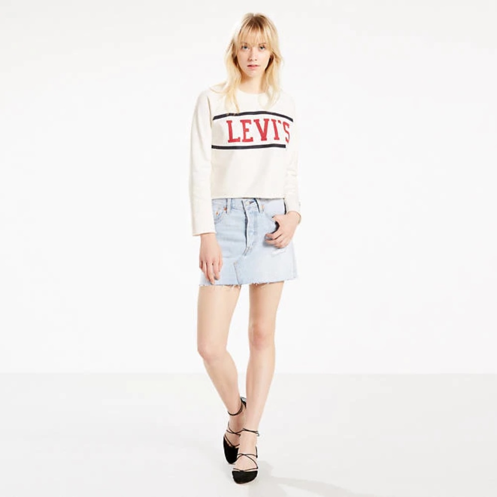 Levis Deconstructed Distressed Mini Jean Skirt - Picture 4 of 7